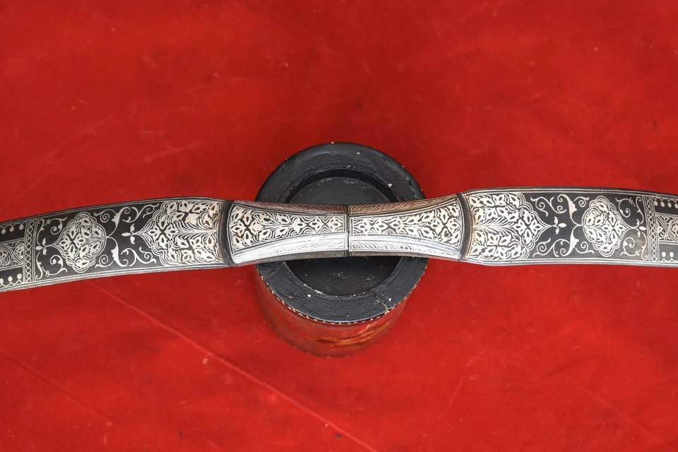 Otomana islámica mogol de colección arco damascenado plateado arco todo acero tiro con arco Foto 2 de 4