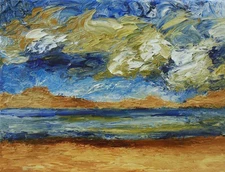 Original Oil Painting, Impressionist Desert Landscape Impasto style 11"x14"