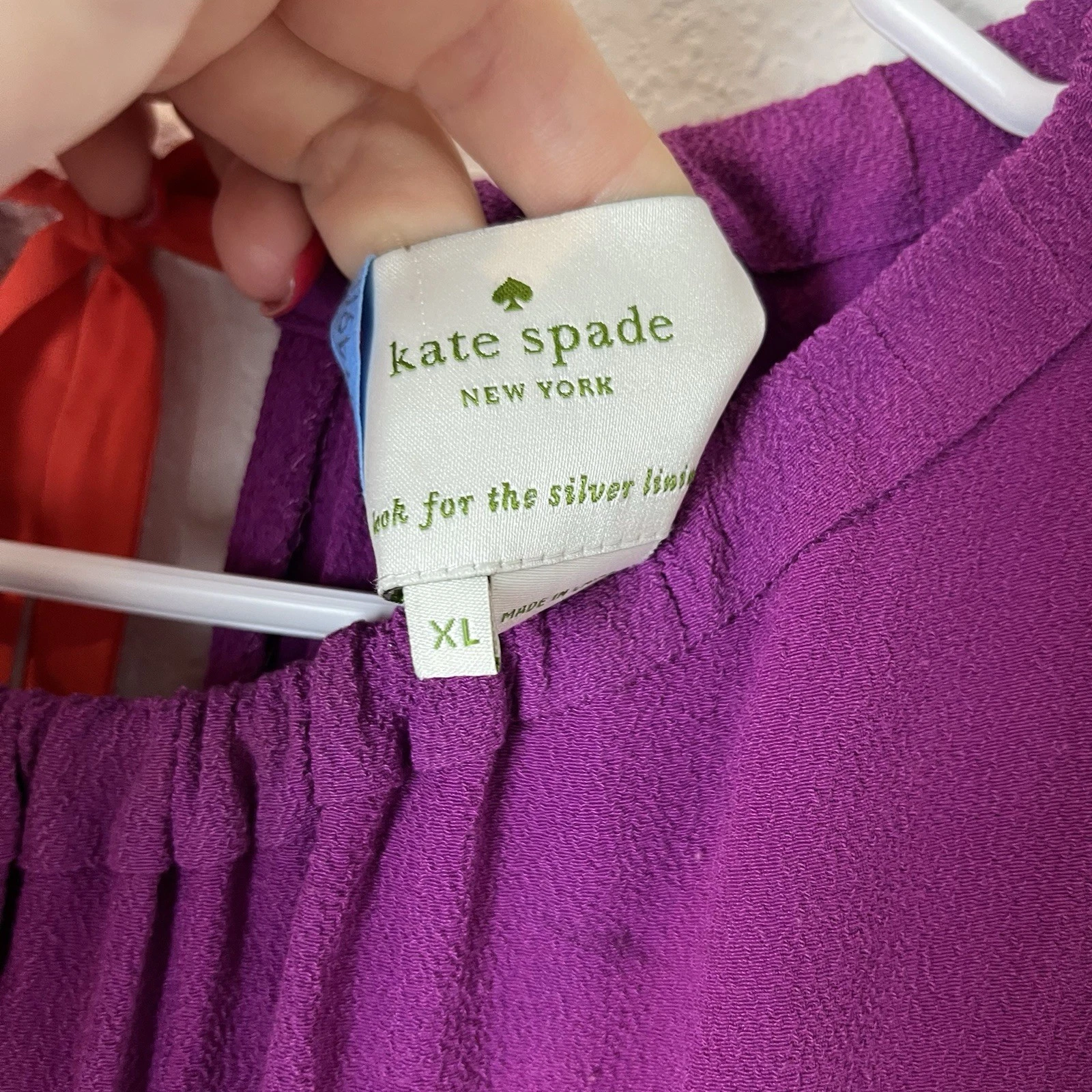 Kate Spade Katia abito crepe magenta senza maniche midi arancione cravatta taglia XL 219
