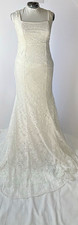 ⁠Lulus Eternal Happiness White Lace Square Neck Mermaid Maxi Dress Wedding dres