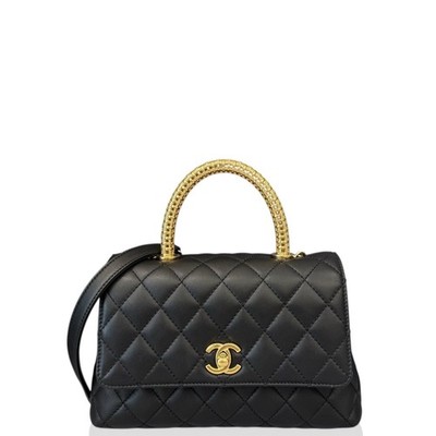 Chanel Quilted Small Coco Handle Black Calfskin (jg031026c9)