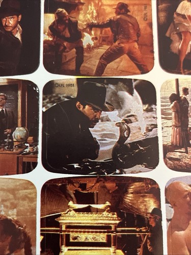 Foglio adesivo vintage anni 80 DBGCI Indiana Jones Raiders Of The List Ark - raro - Foto 6 di 11