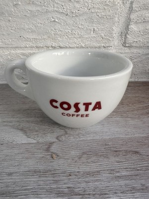 Costa Kaffeebecher Tasse weiß Heißgetränke klein klobig Keramik