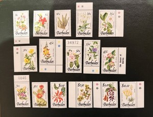 Barbados Stamps MNH Complete Set of 16 1989 “Flowers” issue. Scott #757–772