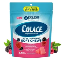 Colace Stool Softener Soft Chews Gentle Constipation Relief 42 Mixed Berry Chews