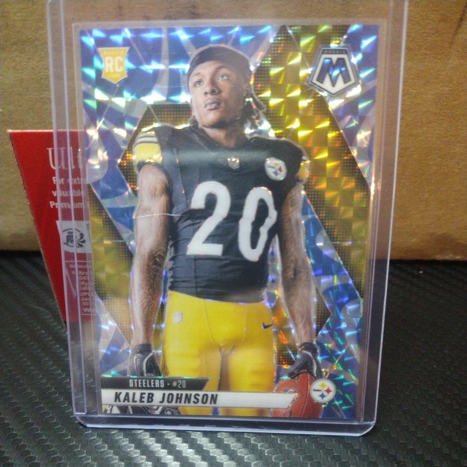Kaleb Johnson 2025 Mosaic Rookie Variation Reactive Blue Prizm #289 Steelers RC