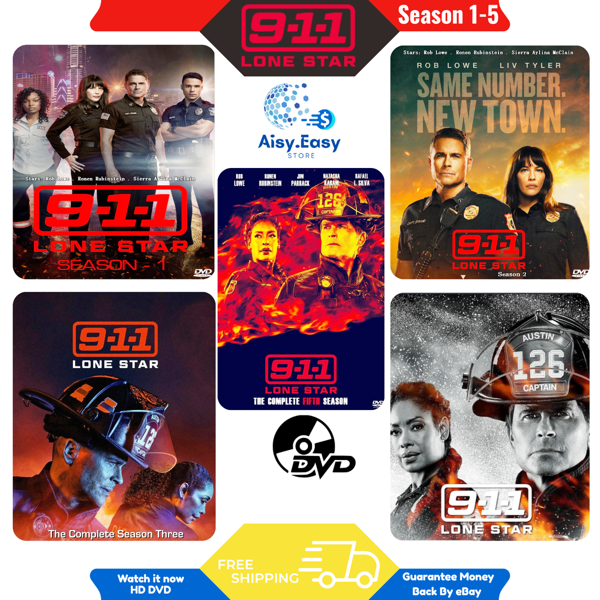 911 Lone Star Complete Seasons 1, 2, 3, 4 & 5 Series Region Free