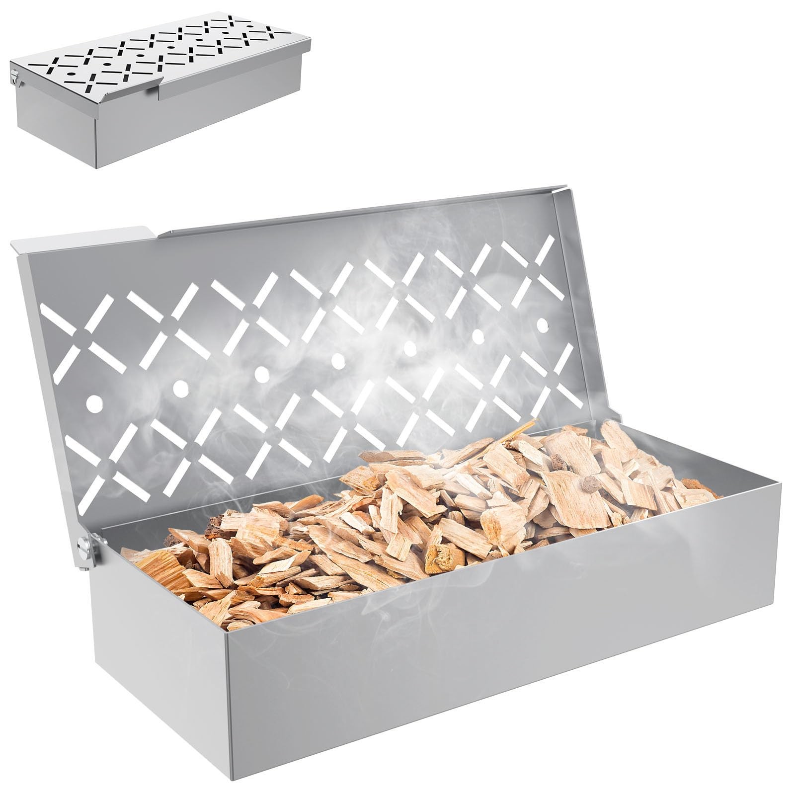 7576 Stainless Steel Smoker for Weber, Napoleon, Charbroil, 