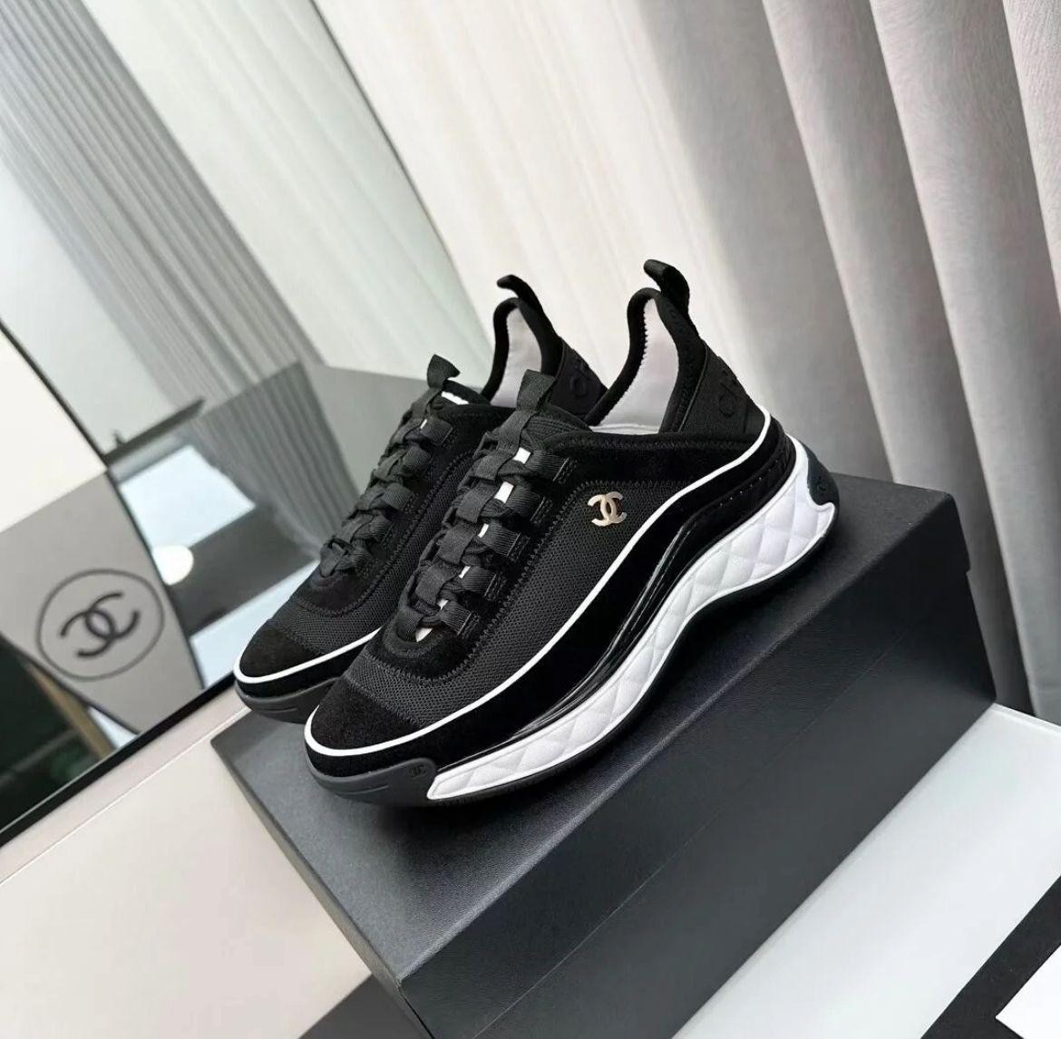 Chanel Women's Velvet Calfskin Mixed Fiber Sneakers