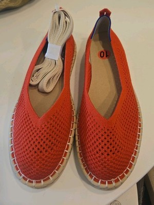 New! Rothys Red Espadrille Flats Shoes W Tie option Sz 10 Womens