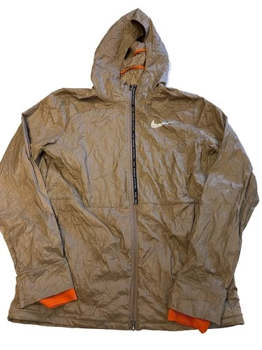 Mens NIKE RUN DIVISION Brown Drop Hem Running Repel Jacket Sz M