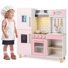 Kitchen Playset for Kids w/ Realistic Lights  Sounds Range Hood Stove Grill