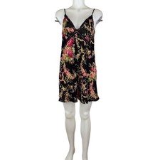 Oscar de la Renta Pink Label Floral Bird Black Lace Trim Chemise Nightgown XL