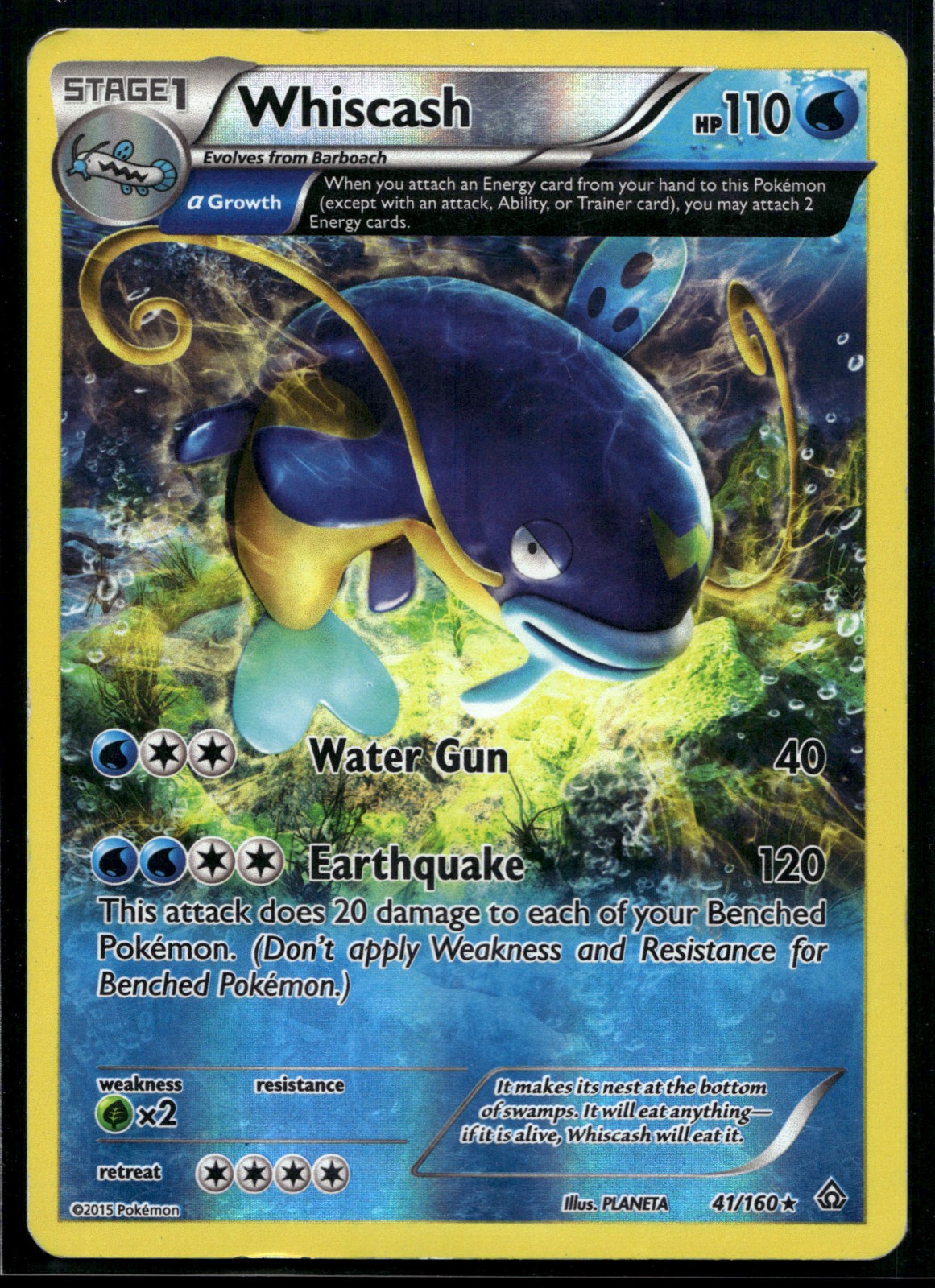 2015 Pokemon XY Primal Clash 41 Whiscash Reverse Foil LP 