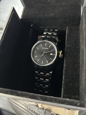 Bulova Men's Classic Date Quartz Black Stainless Steel Watch 41MM 98B289