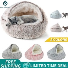Soft Plush Cat Bed Winter Comforter Semi-Enclosed Nest Warm Pet Bed Supplies