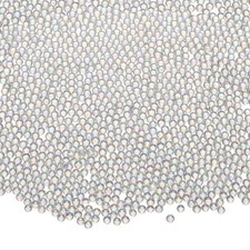 Iridescent Tiny Glass Bubble Beads, 1.5-2.0mm 10g No Hole, Transparent White