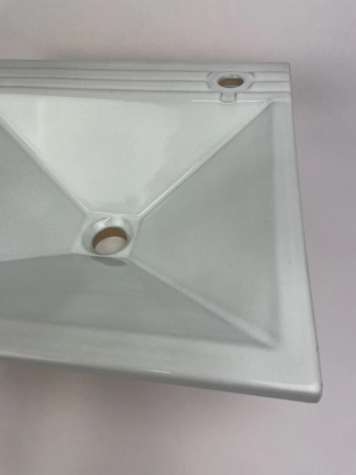 Lavabo Cuadrado 16" Lavabo Hecho a Mano Cerámica Baño Bebé Tinte Azul Foto 4 de 4