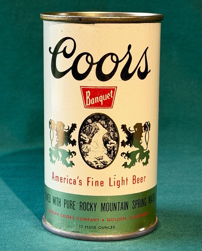 Coors Flat Top Beer Can KS Tax Paid '50s Adolph Coors Golden, Co. Empty 12 oz TO
