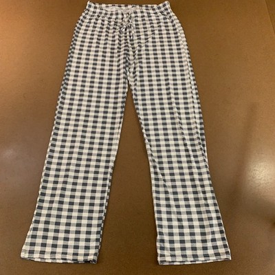 Real Essentials Womens Size Small Gray White Check Pajama Lounge Pants