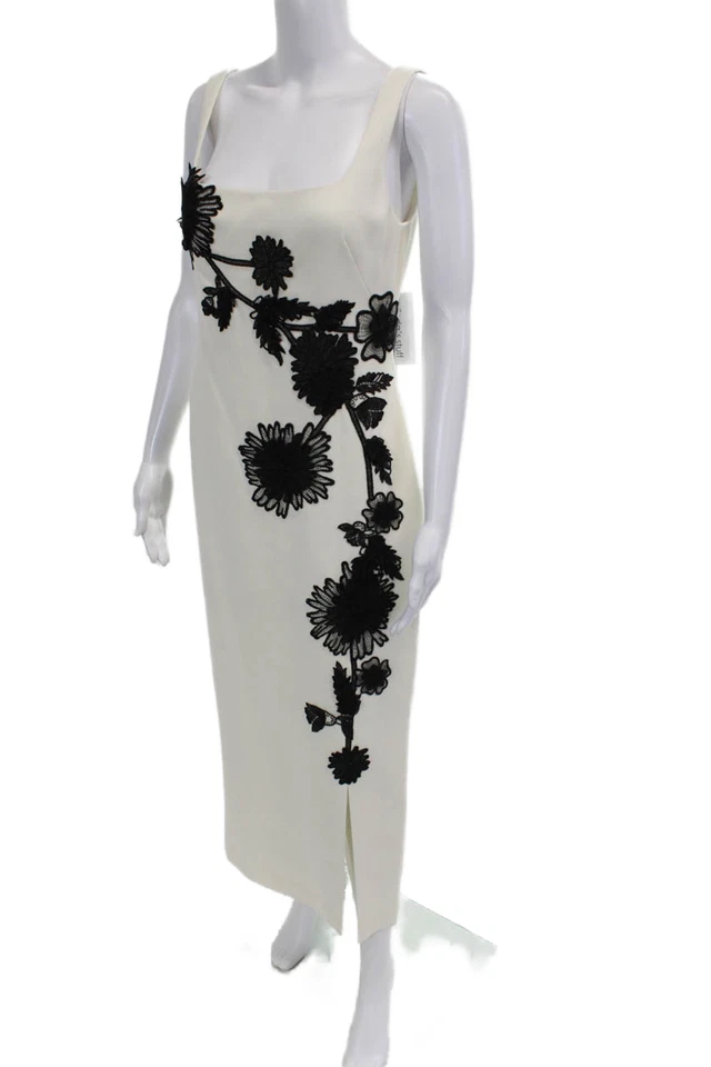 Vestido Lápiz Lela Rose Mujer Floral Bordado Cuello Abierto Blanco Negro Talla 6 Foto 2 de 4