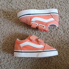 Vans Oldskool Sneakers Toddler Hook Loop Strap Close Size 4 Baby Kids Peach