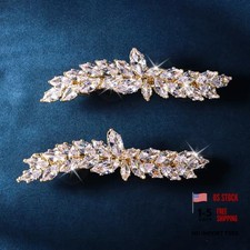 Rhinestone Hair Clips Barrettes for Women Fancy Hair 1 Count Pack of 2 Gold
