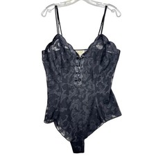 Victoria's Secret Gold Label Vintage Black Lace Teddy Bodysuit Size L Gothic 90s