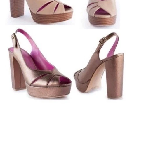 Trina Turk Women’s Bronze Joni Platform Shoes High Heel Size 8.5 NEW WITH BOX - Imagem 2 de 3