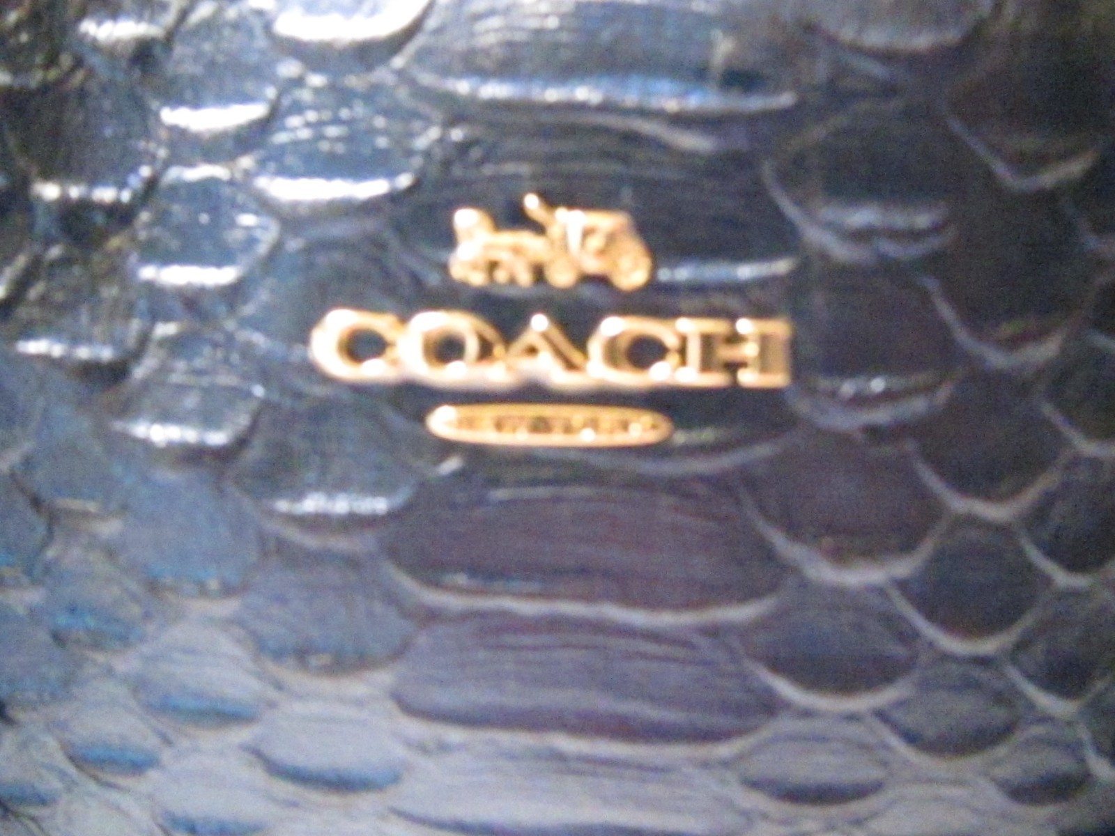 COACH METALLIC DENIM BLUE PYTHON ACCENTED LEATHER… - image 3