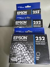 LOT of 3 Genuine Epson 252 BLACK Ink CARTRIDGE Sealed READ DISC FOR EXP