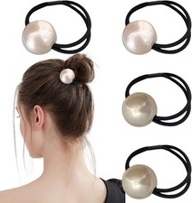 4PCS French Pearl Hair Scrunchies, Elegant Elastic Hair Ties and Accessories for