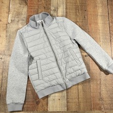 Reiss Kids 10-11Y Grey Cotton Flintoff Quilted Hybrid Puffer Jacket Coat 146cm