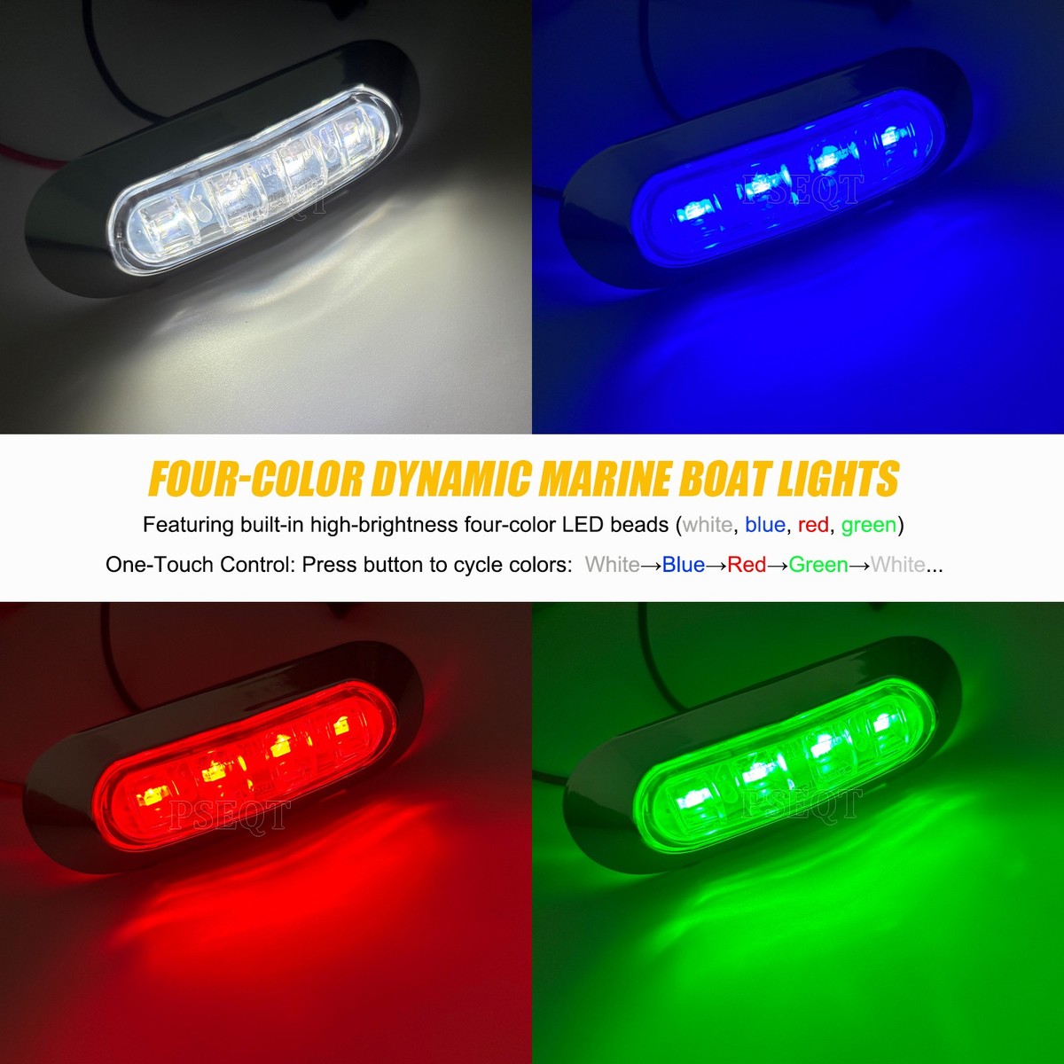 6X LED Boat Courtesy Light 4-color Oval 3.8'' Marine Interior Deck