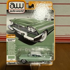 Auto World Classic Chrome 1/64 1958 Plymouth Belvedere Green With White Trim