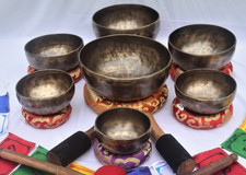 4-9 inch Full Moon Singing Bowl Set of 7-Deep Relaxing Sound Vibration Bowl Set