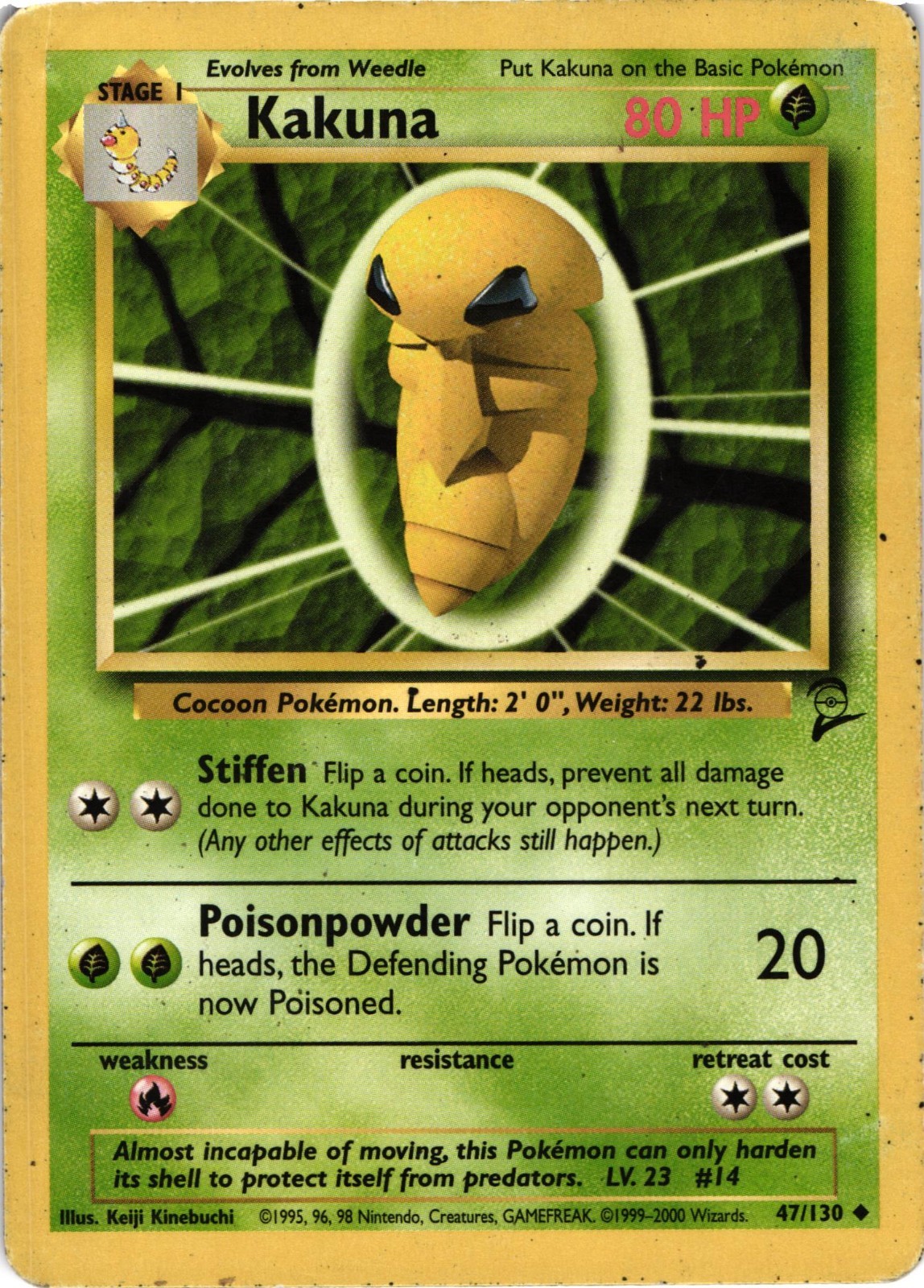 Kakuna 47/130 Pokemon Base Set 2 Damage