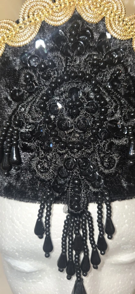 Headdress Dance Traditional Cultural Armenian Dance Costume Headpiece Black - Image 4 of 4