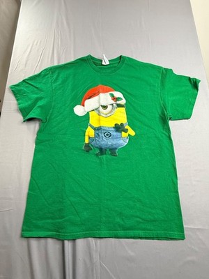 Despicable Me Minion Christmas T-Shirt Delta Pro Weight Green Adult Size L Large