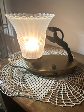 LEAPING GAZELLE LAMP 1930's art nouveau ANTIQUE CLASSIC deco GLASS SHADE V.G.