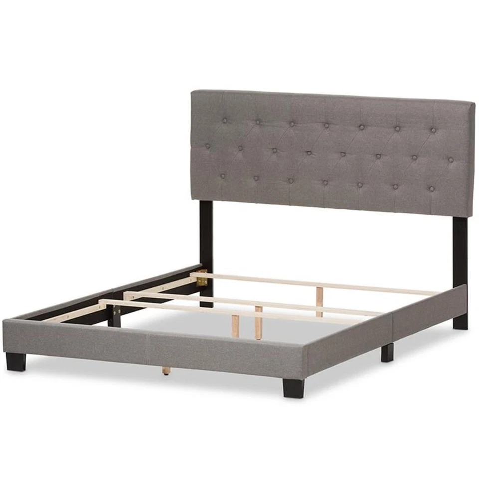 Baxton Studio Cassandra Tufted Queen Low Profile Bed in Light Gray Foto 4 de 4