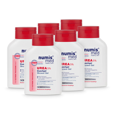 numis med Duschgel 5% Urea für extrem trockene Haut - vegane Hautpflege 6x 200ml