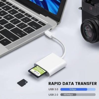 USB C to SD/TF Card Reader, Type C to SD/Micro SD/SDXC/SDHC Card Adapter-0.3fit