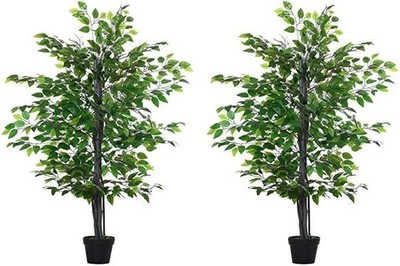 2er Set 145cm Künstliche Banyan Bäume im Topf Faux Indoor Outdoor Wohndeko