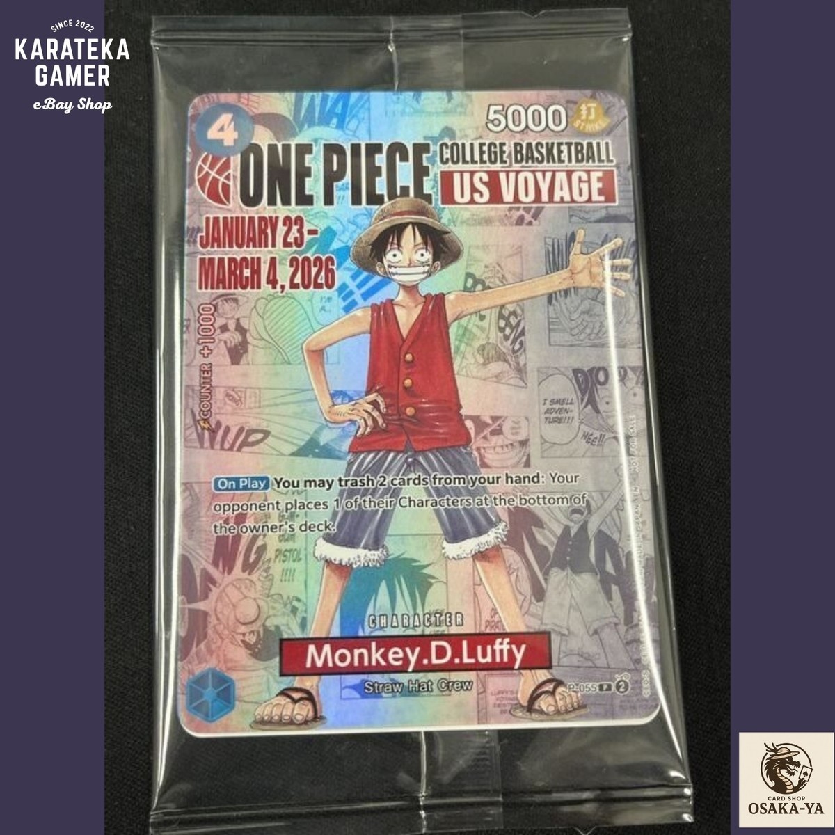 Luffy P-055 One Piece College Basketball US Voyage Promo Card