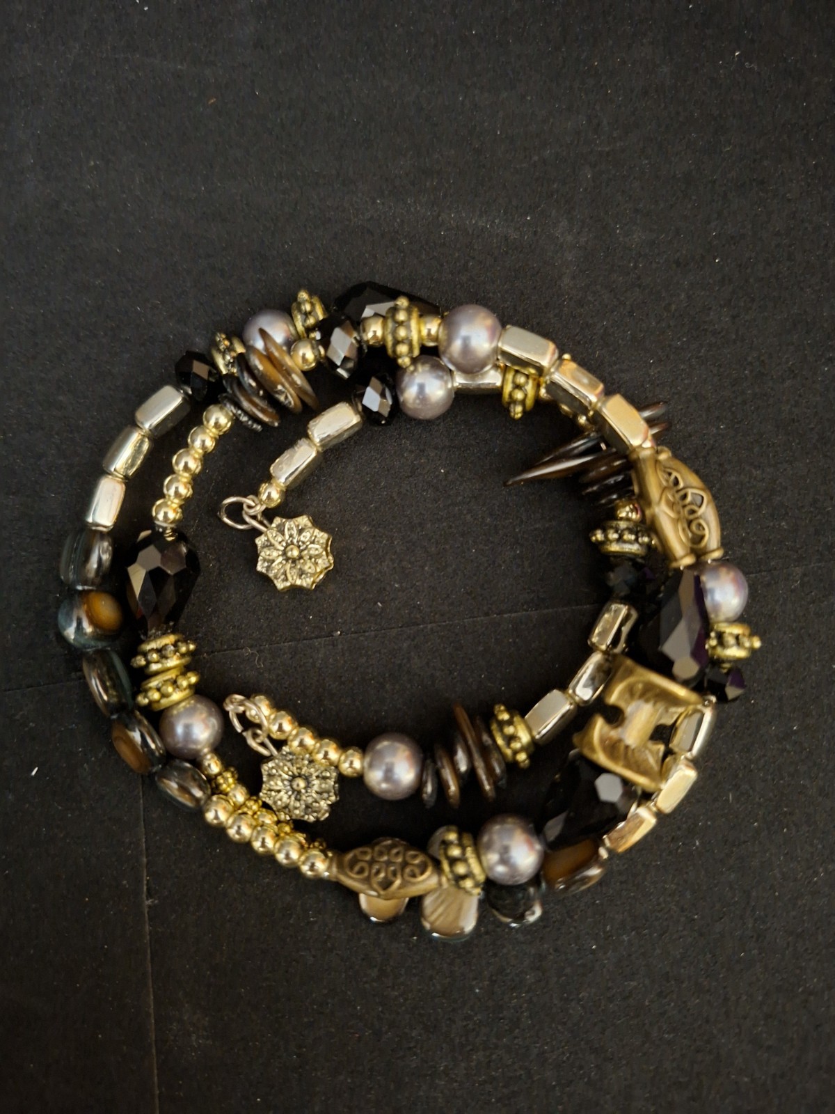 Multi Strand Memory Wire Wrap Bracelet Tiger Eye … - image 3