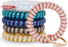 BIHRTC 6Pcs Wrist Coil Keychain Car Key Holder Key Ring Bracelet Plastic Spiral