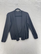 Nic  Zoe Cardigan Women Medium Black Open Front Lightweight Cotton Blend Preppy