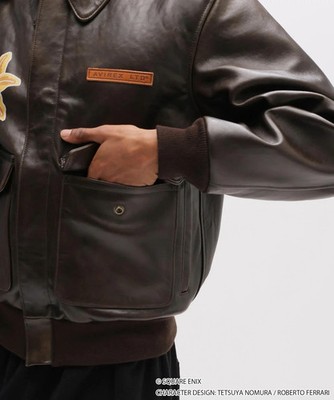 AVIREX x FINAL FANTASY VII REMAKE A-2 Leather Jacket Aerith Brown
