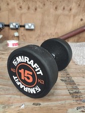 Mirafit 1x15kg Rubber Dumbbell Free Weight Workout/Lifting/Training Dumbell #605